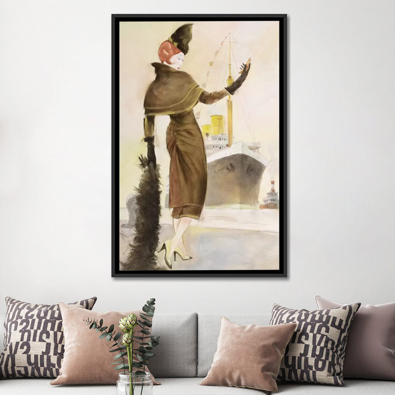 « rétro lady iii », impression sur toile, H 26 po x l 18 po x P 1,5 po, Toile avec cadre noir, Pas de tapis
