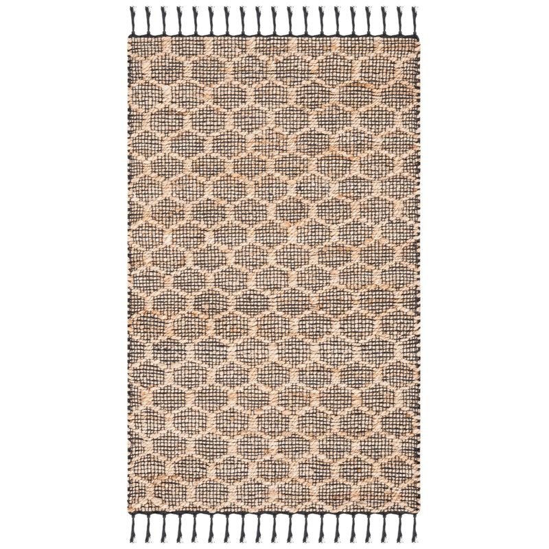 Glenville Hand Woven Jute/Cotton Geometric Rug in Tan, Rectangle 8' x 10'