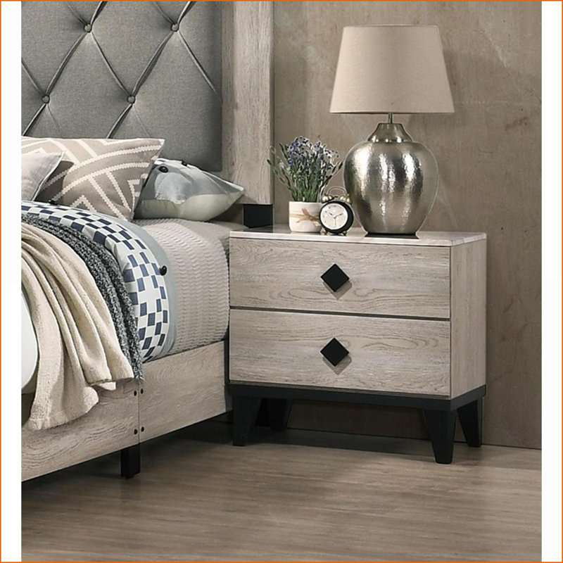 Table de chevet moderne en pin / contreplaqué crème moderne, Beige