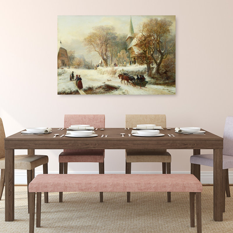 «Going To Church», impression d'art contemporain abstrait arbre de paysage de cheval, 32" H x 48" W
