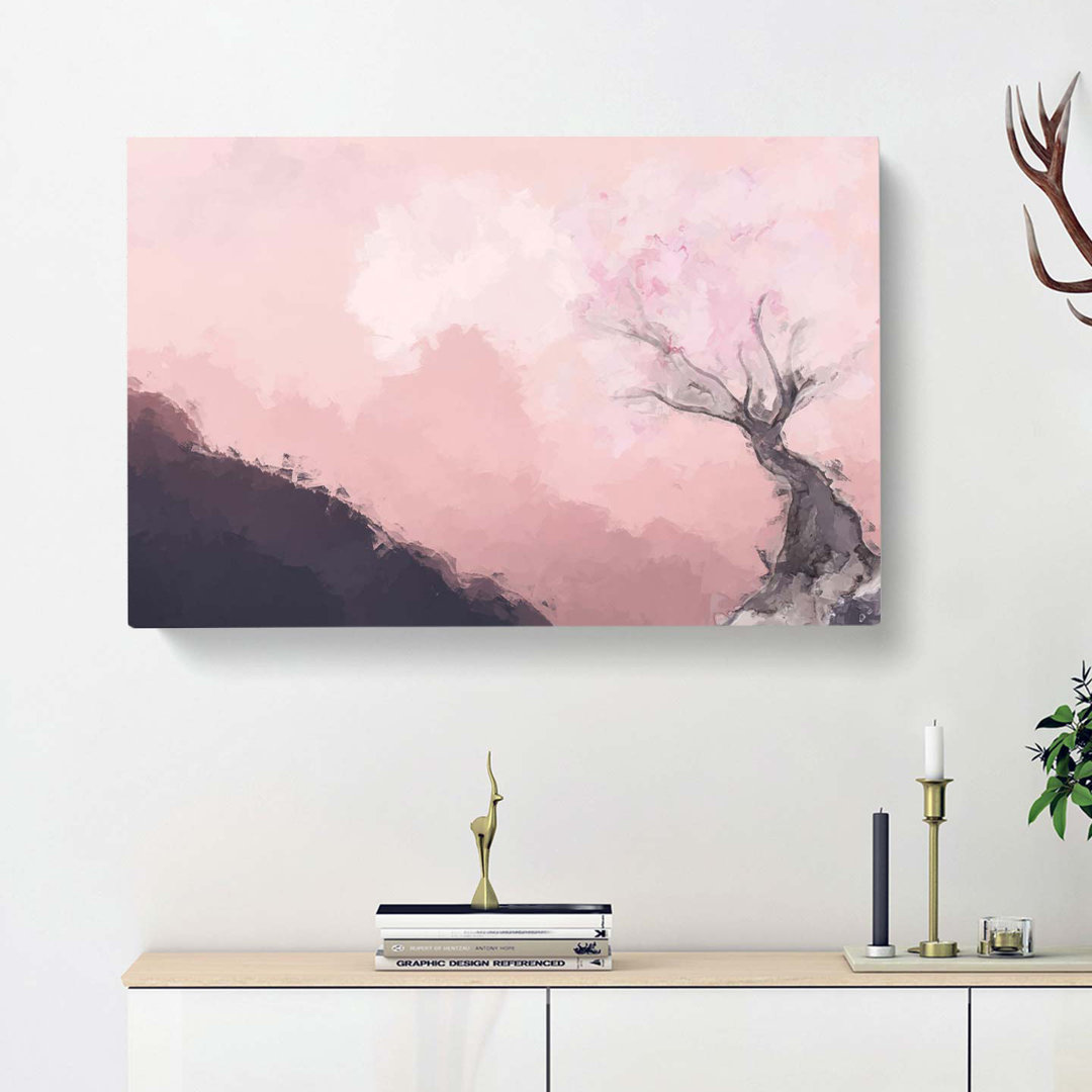 The Pink Cherry Blossom Tree in Abstract - Wrapped Canvas