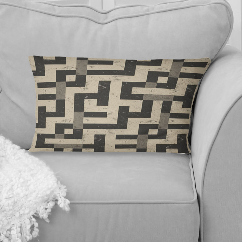 Coussin noir Modern Maze III - Modern
