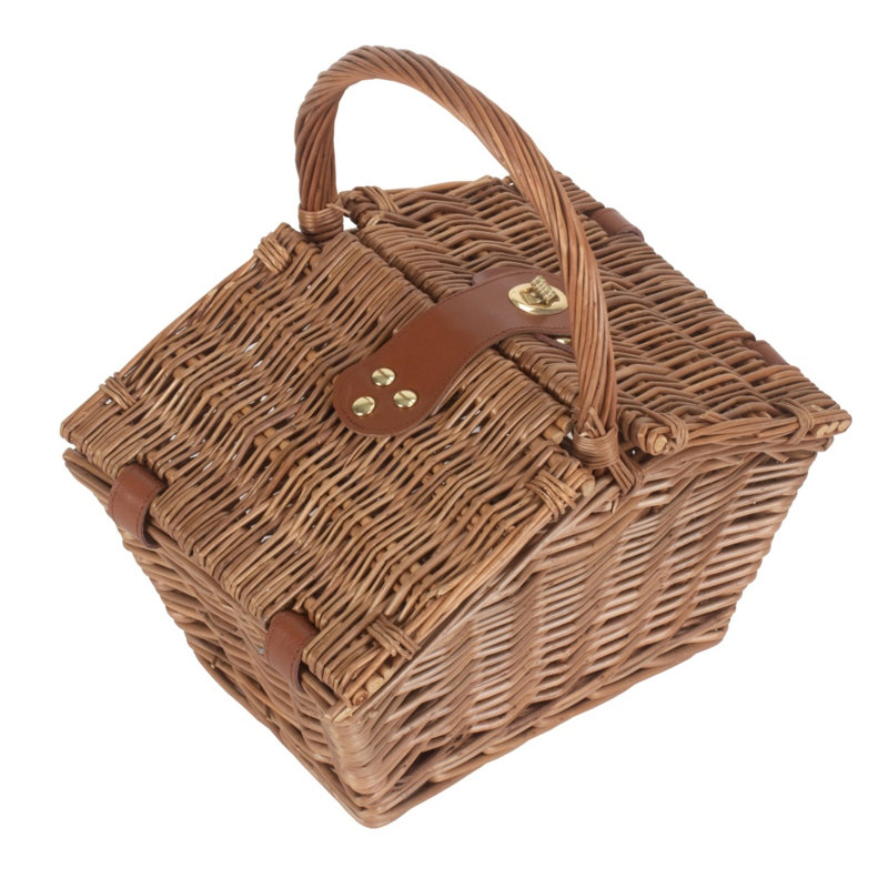Elegant Picnic Basket, 18cm H x 28cm W x 19cm D, Natural