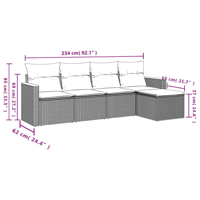 Vidaxl Garden Sofa Set Grey, Dark Grey