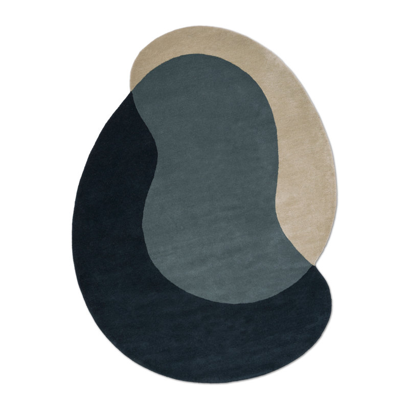 Element Lane Handmade Wool Abstract Area Rug, Blue, Novelty 6'11 x 8'10