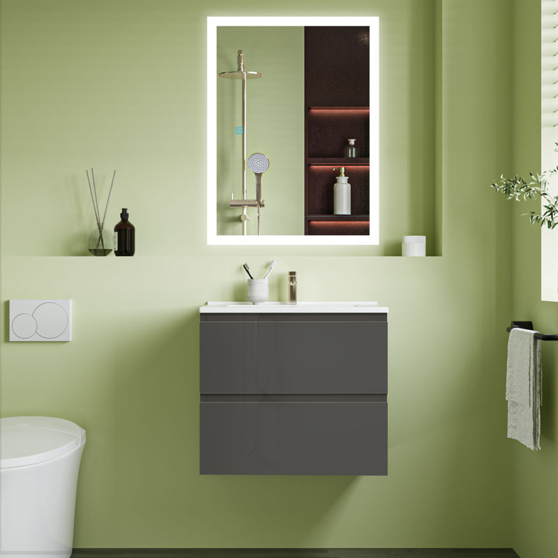 Coltura 600mm Single Bathroom Vanity with Drop In Ceramic Basin, Anthracite