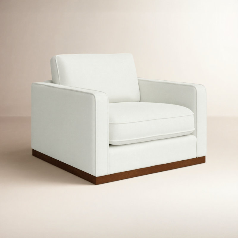 Fauteuil rembourré de 41 po de largeur Bobbi, Coton tissé Flannigan Performance