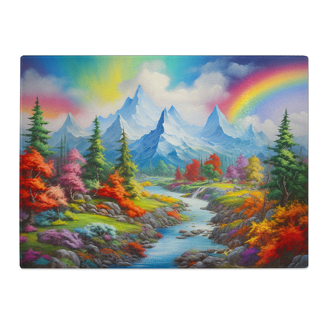 Rainbow Landscape  Glass Chopping Board