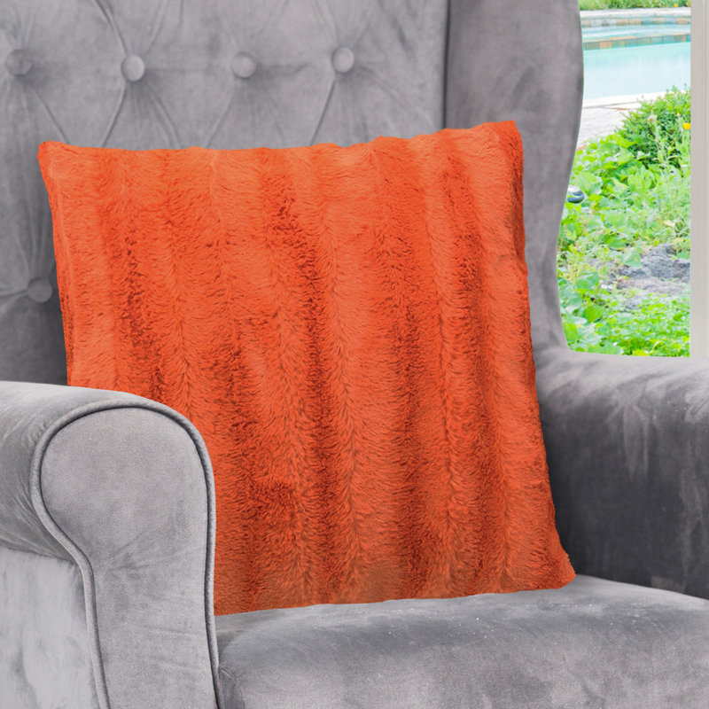 Housse de coussin en similifourrure, 18 po x 18 po, rouille