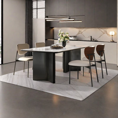 Wabi Sabi Fashion Table And Chairs 4 - Person Double Pedestal Dining Set