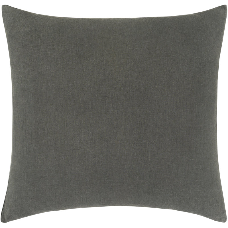 Taie décorative 100% lin à boutons pia, Vert foncé