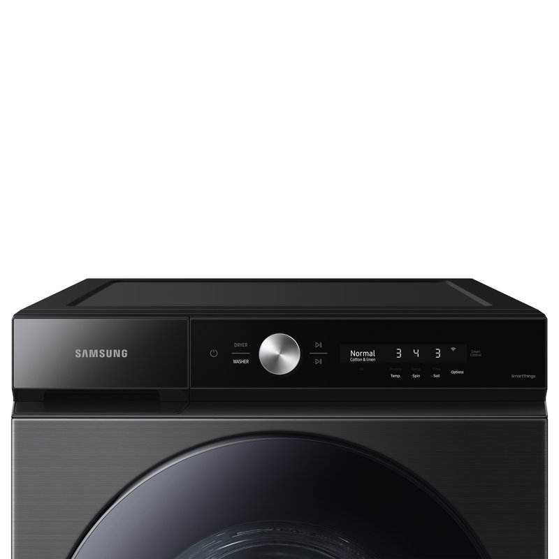 Samsung Bespoke 6.1 Cu. Ft. High-Efficiency Front Load Washer with Steam Wash, Black Stainless
