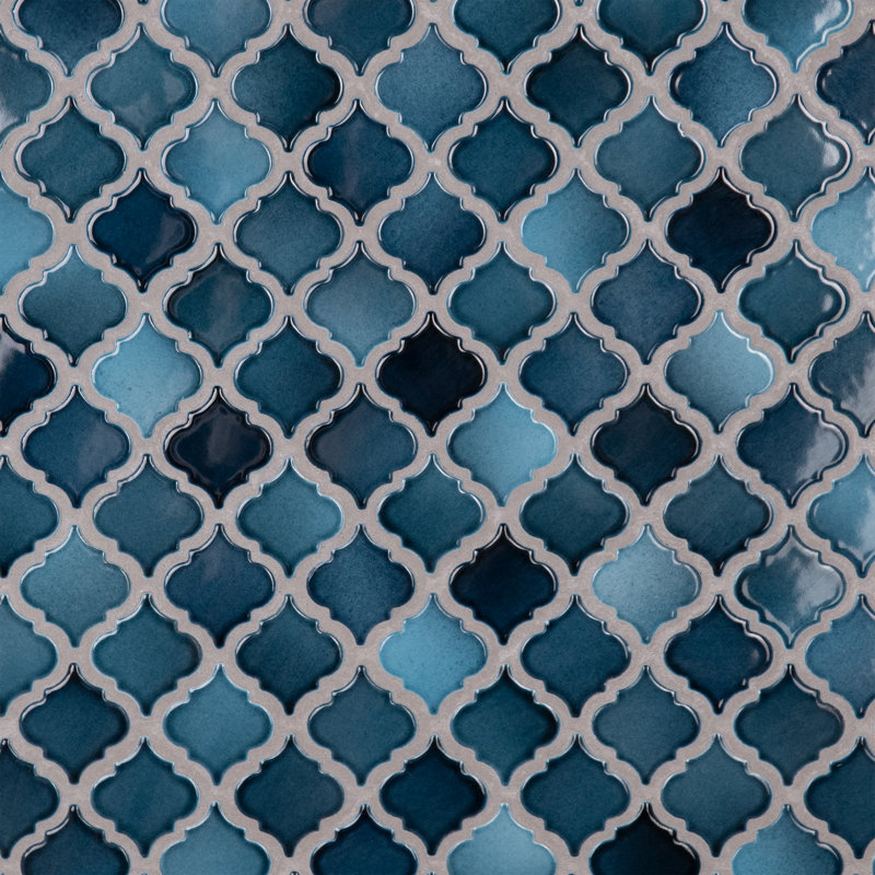 Hudson Tangier 2" x 2" Porcelain Arabesque Mosaic Wall & Floor Tile, Glacier