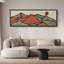 Soleil et lune stylisés, montagnes, paysage, soleil rouge-111376039-98042424