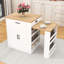 Îlot de cuisine extensible avec tiroirs de rangement, armoire à deux portes, tablettes ouvertes et bar pour le petit-déjeuner-1011431559