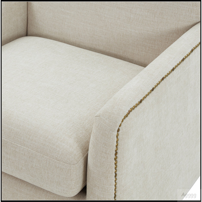 Fauteuil d'appoint pivotant avec garniture cloutée Torrance - Sable, Polyester beige