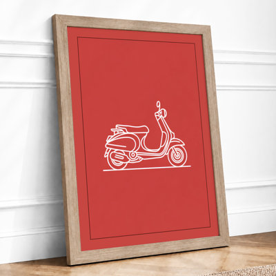 Vintage Scooter Icon Retro - Framed Print