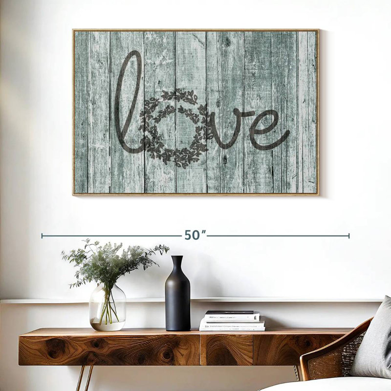 Amour en bois, typographie, Cadre flottant en bois naturel, 40 po x 27 po