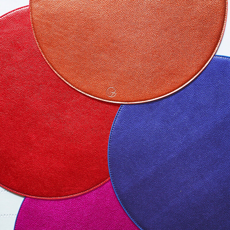 Reversible Metallic Placemats, Blue/Magenta
