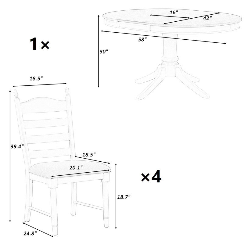 Amarion 4 - Person Extendable Solid Wood Top Pedestal Dining Set, Antique White