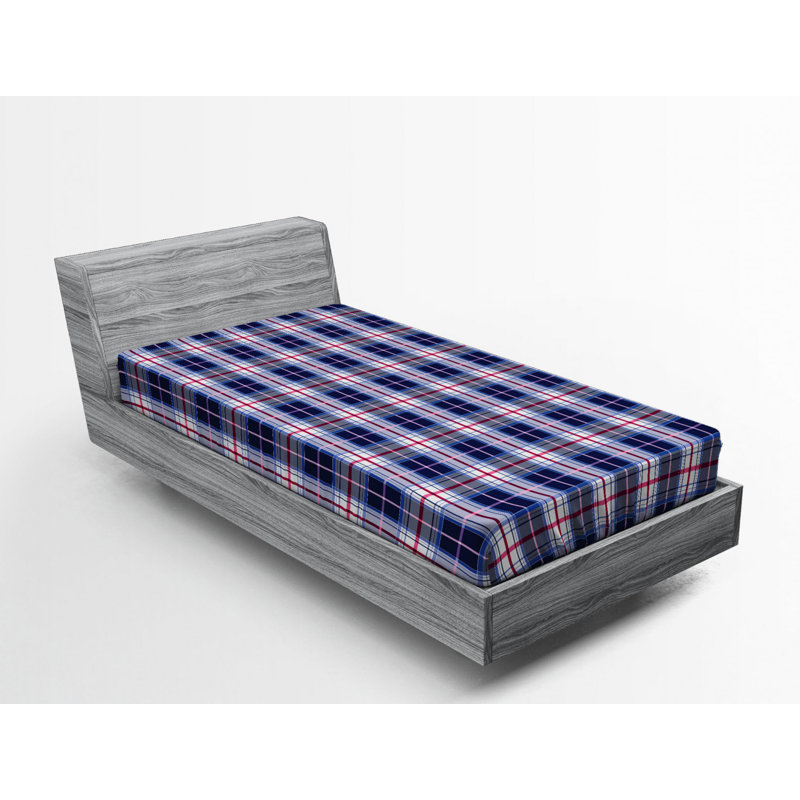 Microfiber Striped Fitted Sheet, Twin XL Fitted Sheet, Indigo Plaid