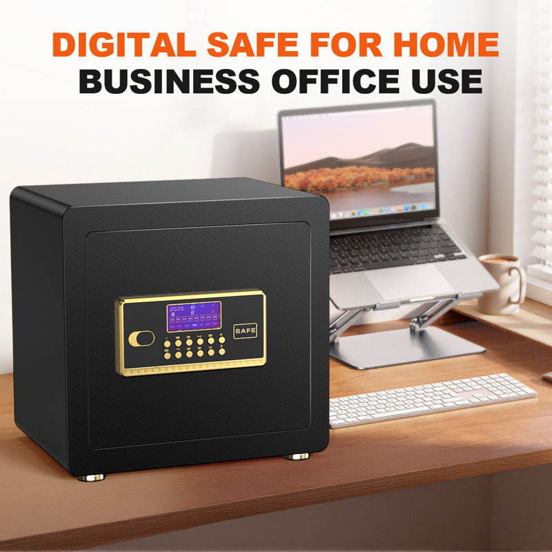 BESAFETY Safe Box, Digital Keypad Home Security Safe With Fireproof Bag, 11.80" H x 11.80" W x 14.96" D