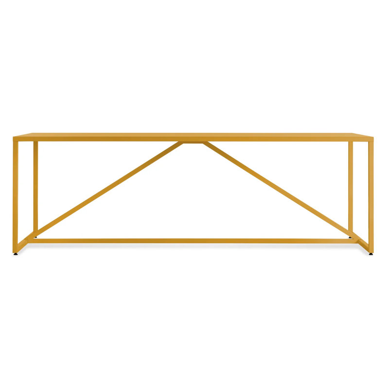 Strut Metal Base Dining Table, 35" W x 90" L, Mustard, Standard (29" Height)