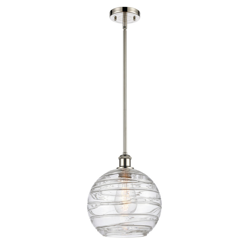 Mott 1 - Light Single Globe Pendant, Polished Nickel, 13" H x 10" W x 10" D, 6 Watt vinage LED Bulb