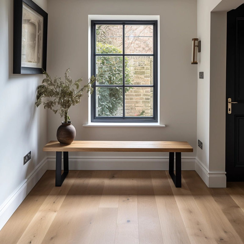 Solid Oak Bench - U Legs, 45cm H x 150cm W x 35cm D