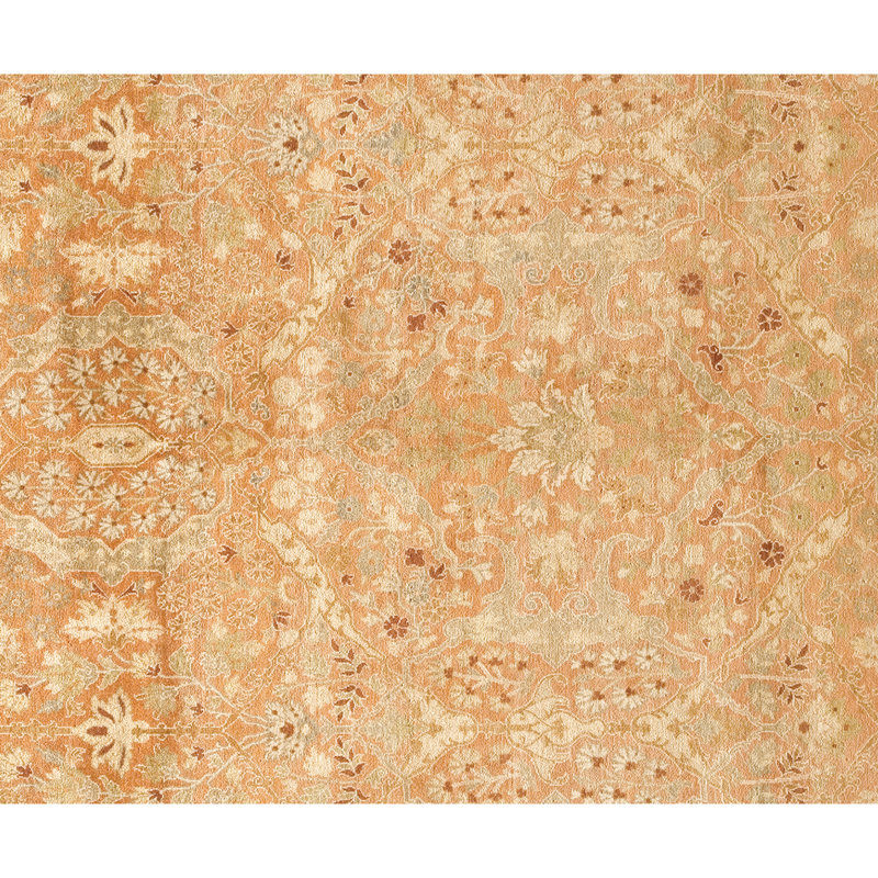 Wool Oriental Area Rug in Bronze/Ivory, Rectangle 6' x 9'