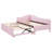 Twin Size Upholstered L-Shaped Upholstered Daybed with Pop Up Trundle, Pink-1691099909