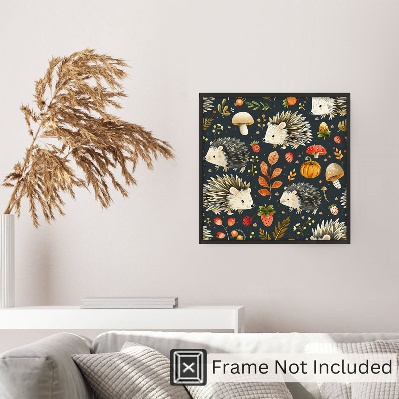 Animals Hedgehog Pattern VIII Cottage Unframed Art Print, 14" H x 14" W