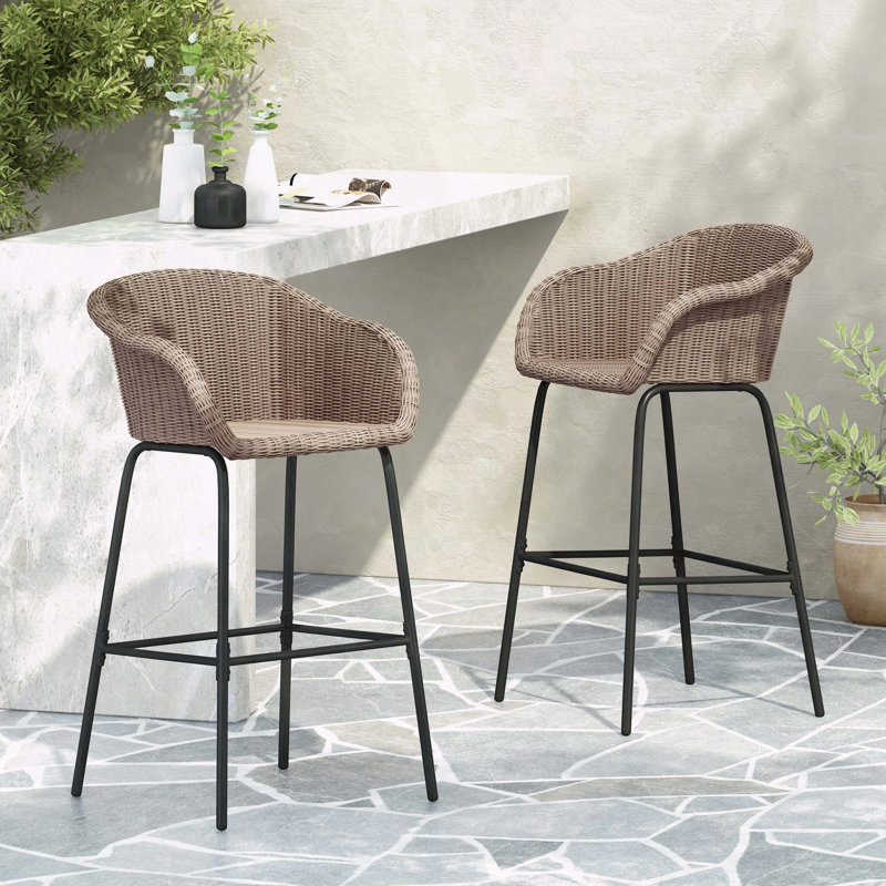 Tabouret de bar d'extérieur en osier, Marron clair