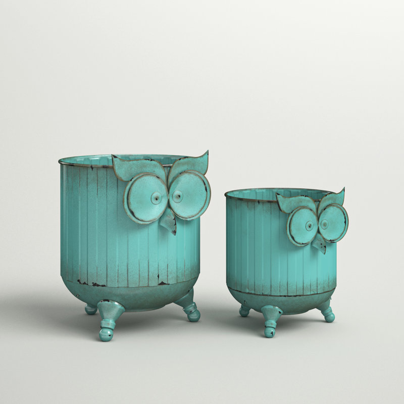 Cloninger Owl 2 Piece Indoor/Outdoor Pot Planter Set