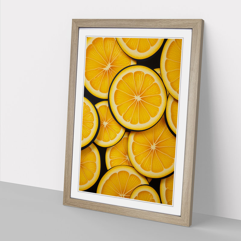 Lemon Fruit Op - Framed Print, Oak, 46cm H x 34cm W x 2cm D
