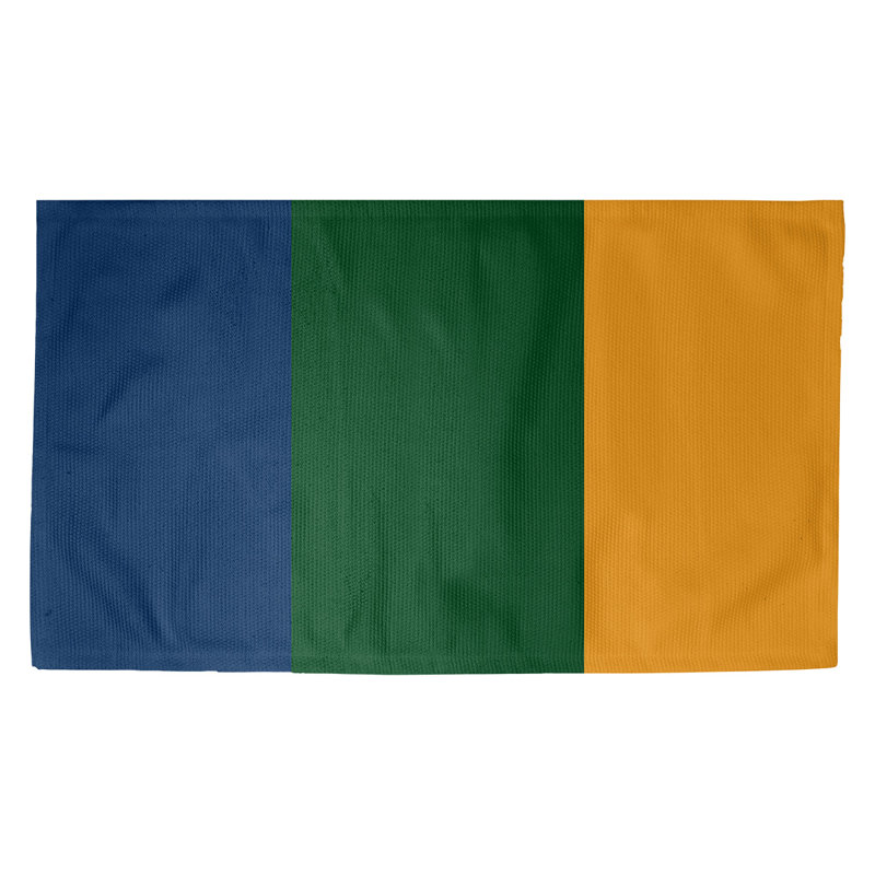 Tapis à rayures bleu marine/vert/doré, Rectangle 5 pi x 3 pi