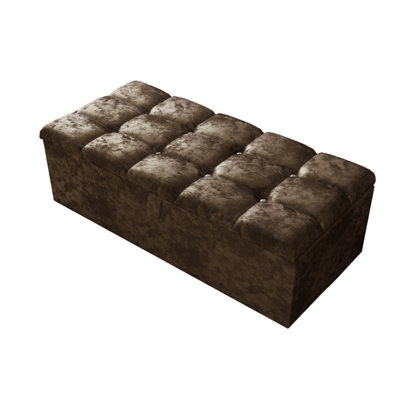 Ontario 102cm Wide Rectangle Geometric Standard Ottoman with Storage, Truffle