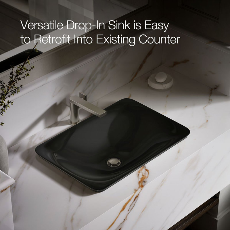 Carillon® Ceramic Rectangular Drop-in Bathroom Sink, Black