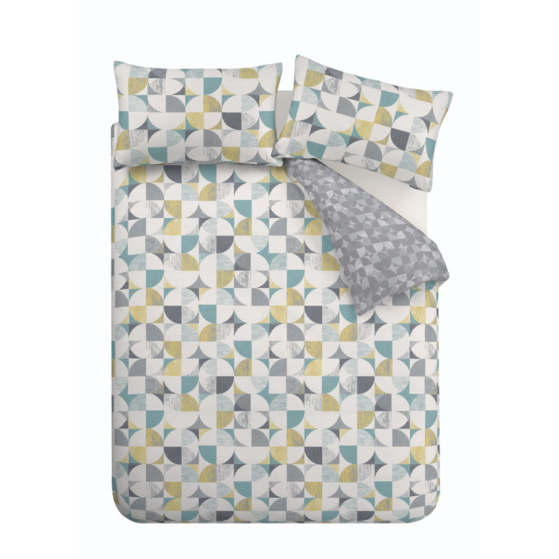 Retro Circles Geometric Reversible Duvet, Single Duvet Cover