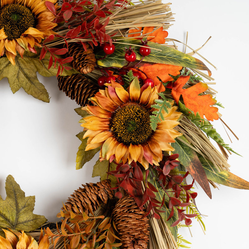 Annemieke Faux Sunflower Polyester 60cm Wreath