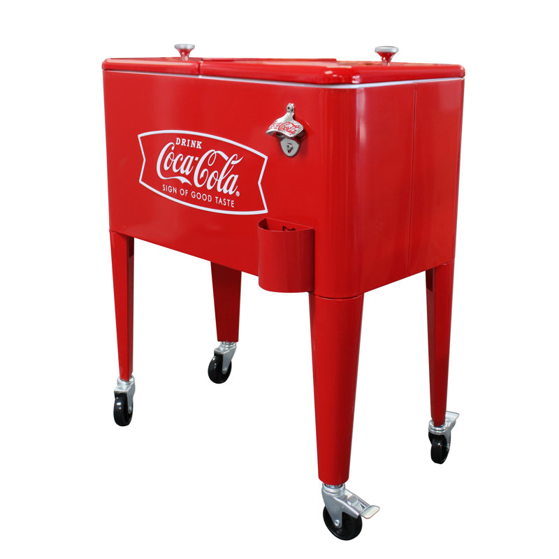 Leigh Country 60 Quarts Serving Station / Cart Cooler with wheels in Red