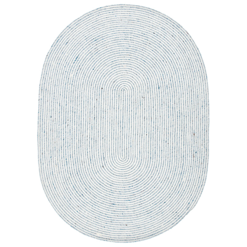 Tapis gris / ivoire en laine / coton fait à la main Avangeline, Ovale 4 pi x 6 pi