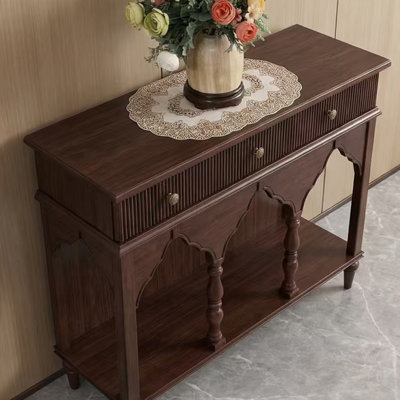 Mid-Century Modern Walnut Tone Console Cabinet