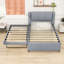Lit plateforme double tapissier en bois avec lit gigogne et tête de lit-258239004