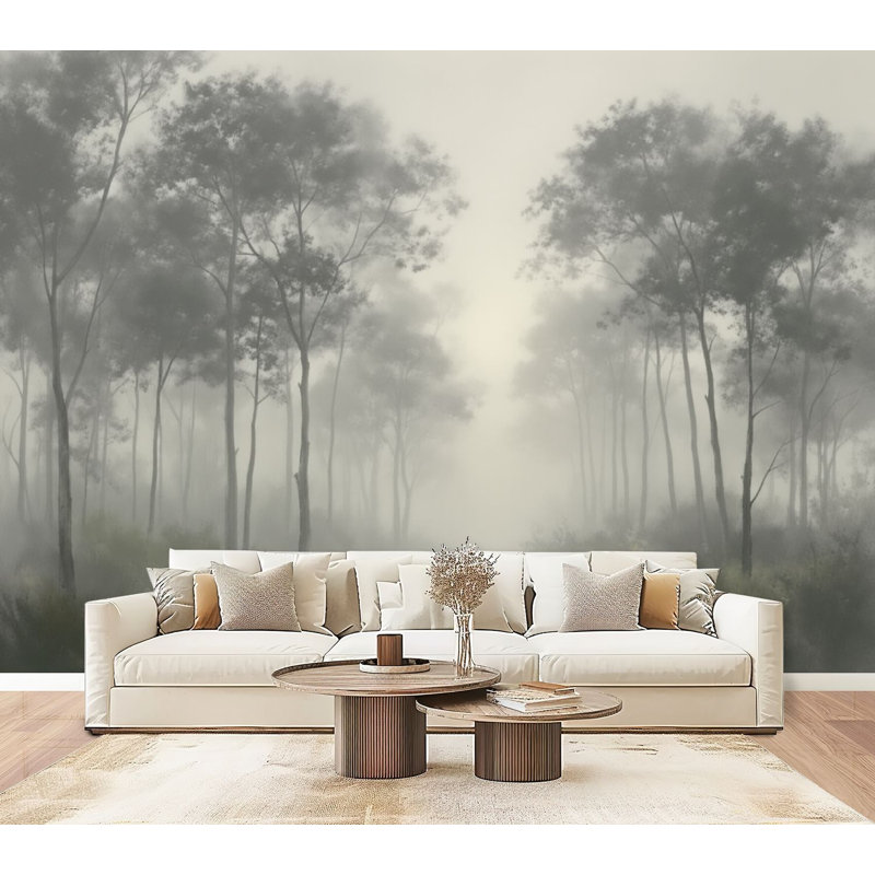 Papiers peints modernes adhésifs Misty Forest Tall Trees