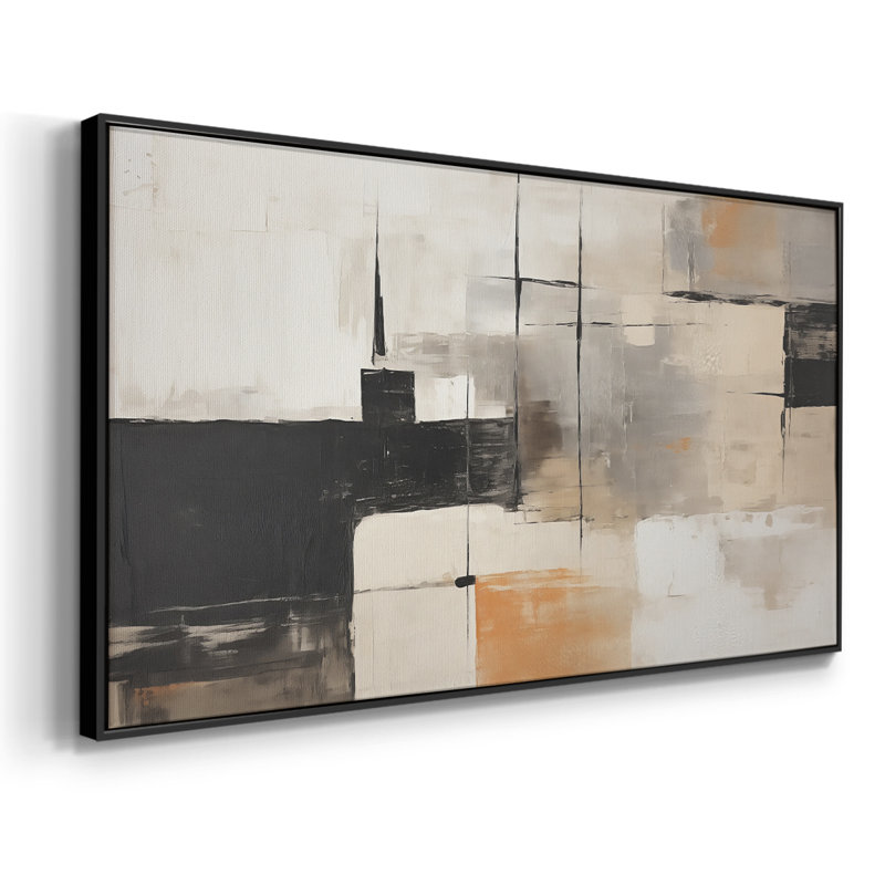 Abstrait, série CCL XXVI, toile tendue avec châssis, prête à être accrochée, H 21 po x l 41 po, Noir