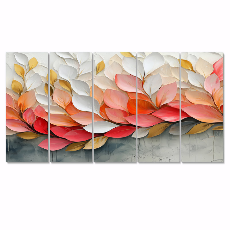 Velours rose nature pétale dans le vent - Art mural fleurs - Art mural moderne, H 32 po x l 80 po, 5