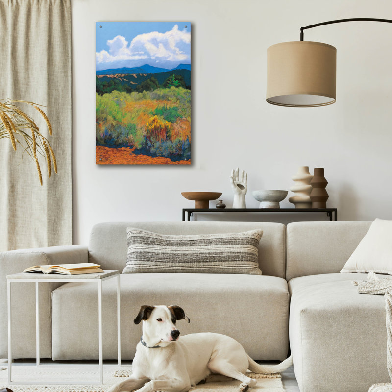 «Distant Hills» par Mary Silverwood, art mural en verre acrylique, H 36 po x l 24 po x P 0,2 po