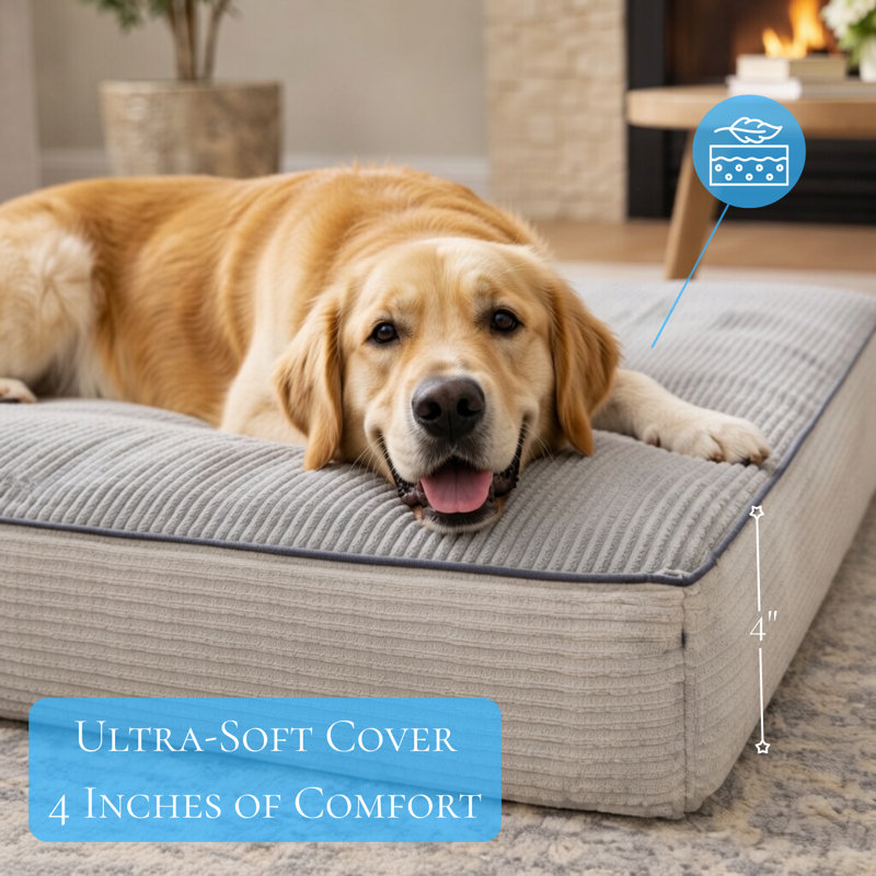 Lit orthopédique pour animaux en mousse à mémoire de forme - Housse lavable à la machine - Lit pour chien en cage avec fond antidérapant