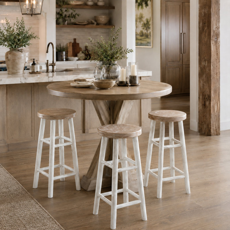 Backless Wooden Stool